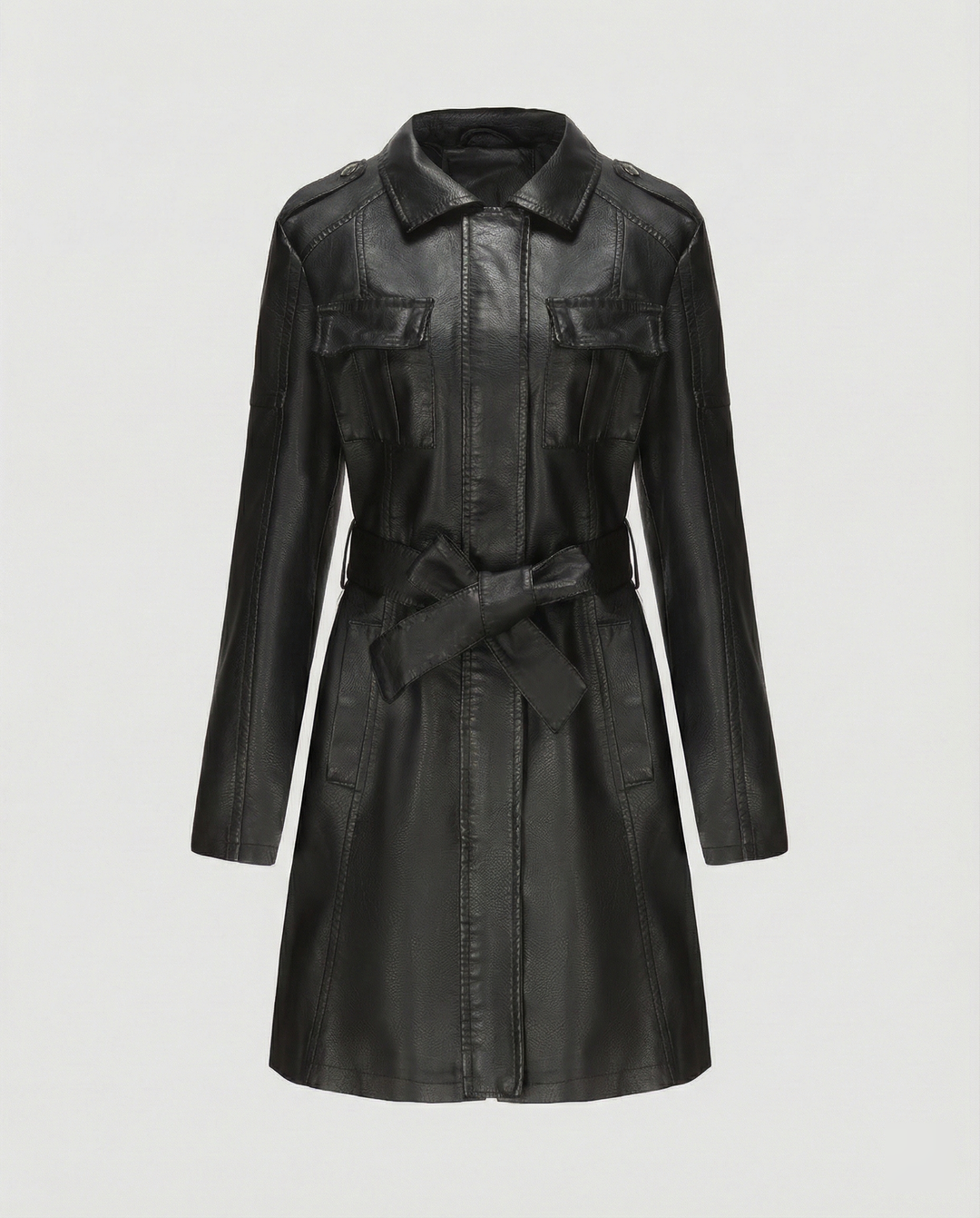 Übergangsjacke Damen schwarz elegant aus Kunstleder
