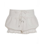Damen modische Karostoff-Pyjama-Shorts mit Spitze und elastischem Bund R&B