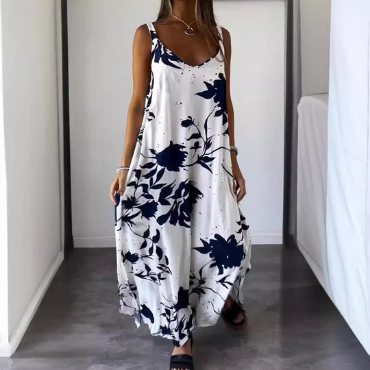Damen Maxikleid mit fließendem Schnitt und floralem Design R&B