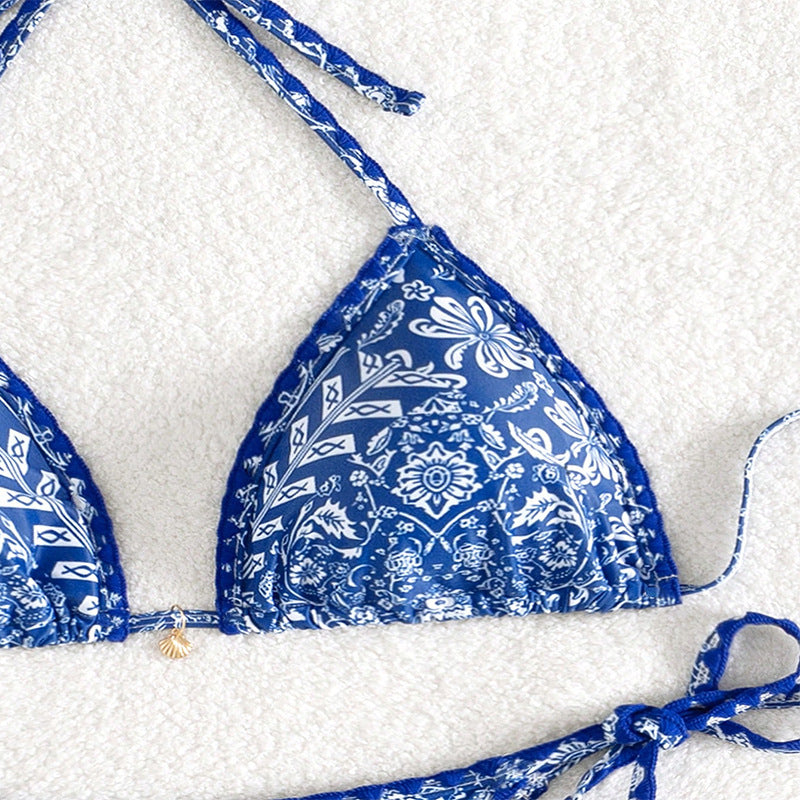 Damen Triangel-Bikini mit verstellbaren BindR&Bändern und floralem Print R&B