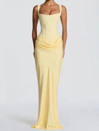 Damen Elegantes Maxikleid mit tiefem V-Ausschnitt und seitlichem Schlitz EB