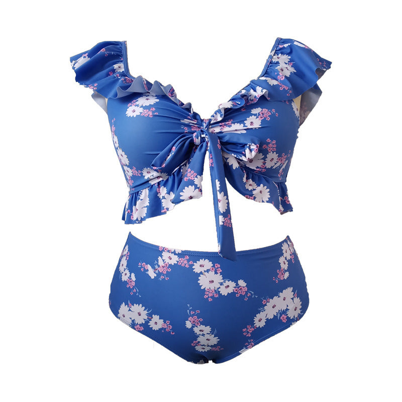 Damen Bikini-Set mit verspieltem Rüschendesign und floralem Muster R&B