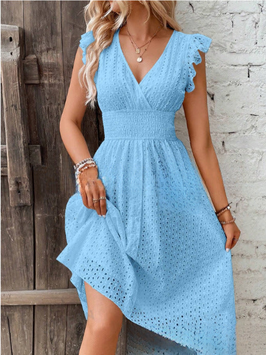 Damen Sommerkleid mit eleganten Spitzenärmeln R&B