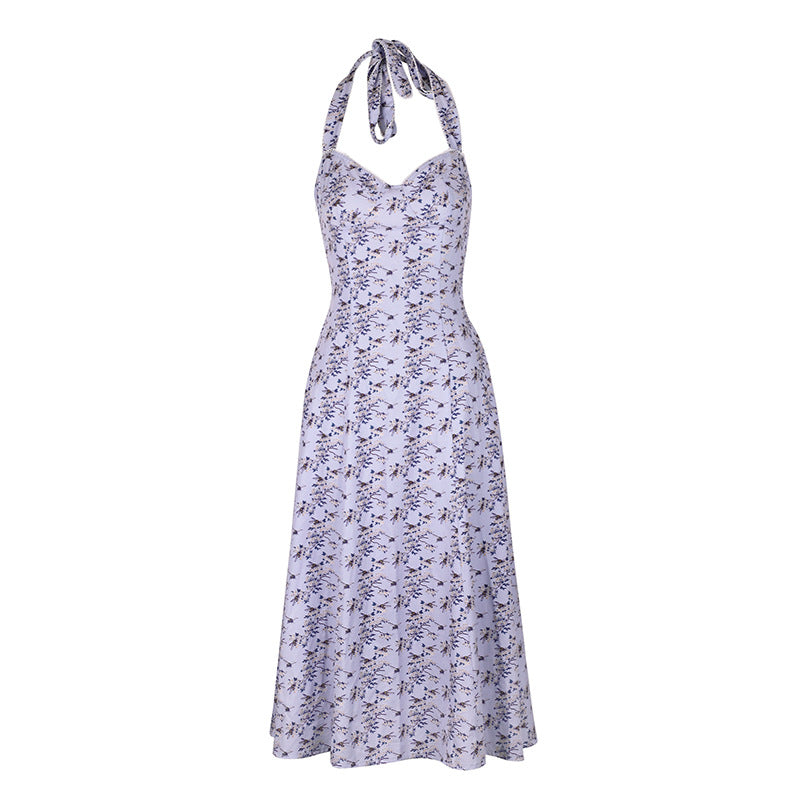 Damen Sommerliches Maxikleid mit floralem Halterdesign und seitlichem Schlitz R&B