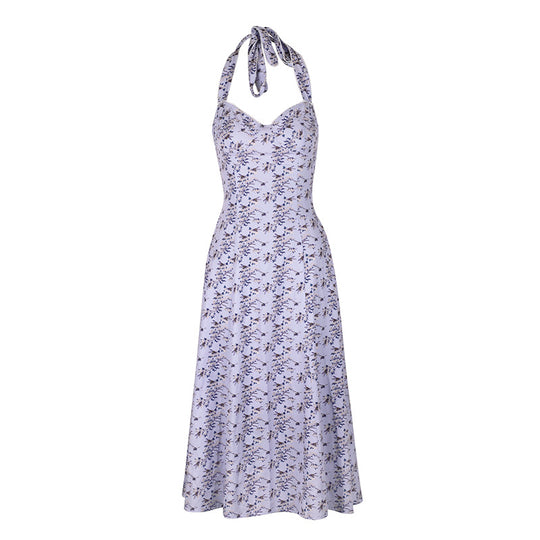 Damen Sommerliches Maxikleid mit floralem Halterdesign und seitlichem Schlitz R&B