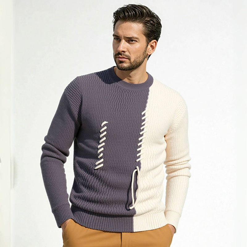 Herren modischer Pullover mit strukturiertem Design und einzigartigen Knotendetails R&B