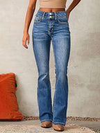 Damen Flared Jeans mit hohem Bund und klassischem Denim-Stil