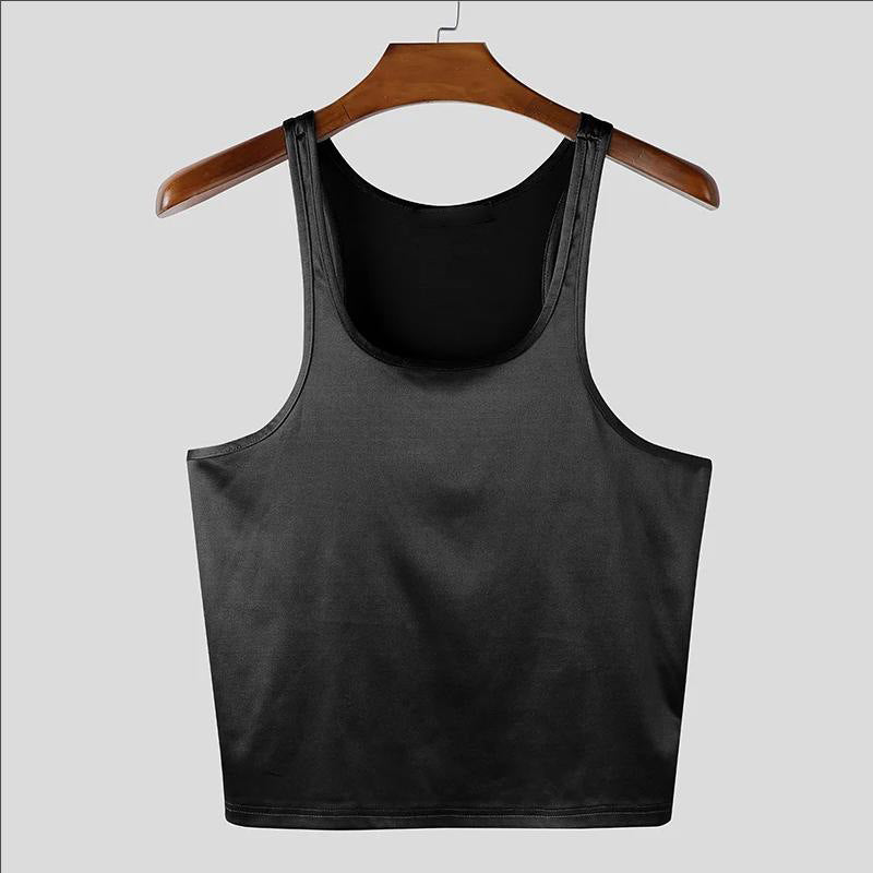 Damen nan tailliertes Glanz-Tanktop mit Racerback und feiner Nahtverarbeitung R&B