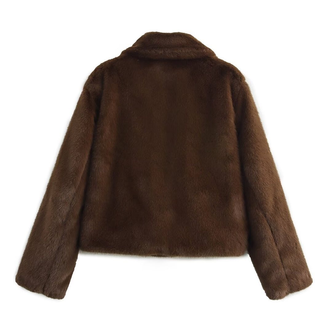 Damen elegante und weiche Kurzjacke mit Teddyfutter R&B
