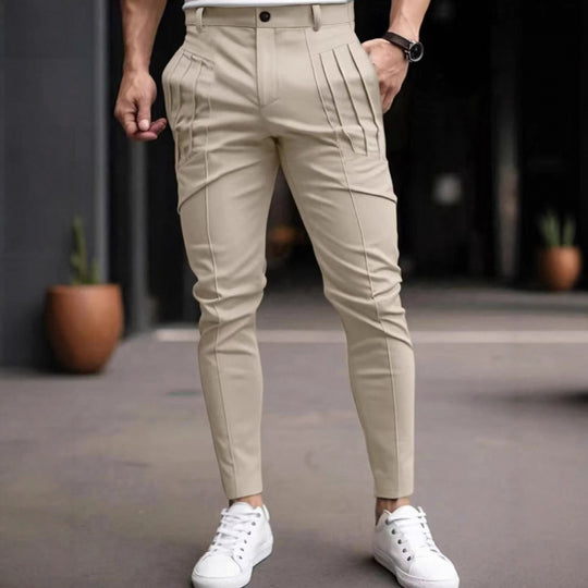 Herren stylische Slim-Fit Anzughose mit plissiertem Design R&B