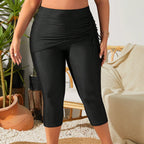 Damen Leggings mit seitlicher Raffung und hohem Bund R&B