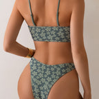 Damen Bandeau-Bikini-Set mit floralen Details