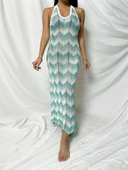 Damen Häkel-Maxikleid mit Chevron-Muster R&B