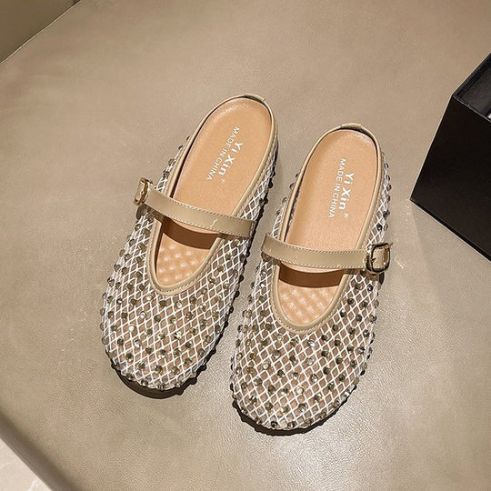 Damen Modische Ballerinas mit Netzdesign und Dekorativen Riemchen R&B