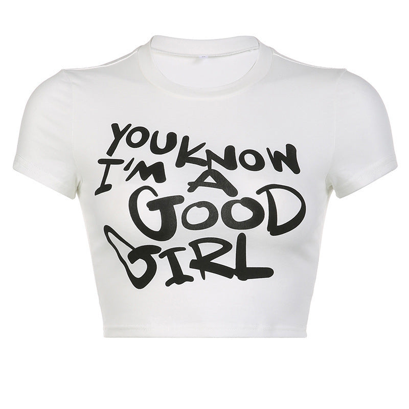 Damen Crop-T-Shirt mit kreativem Telefon-Design R&B