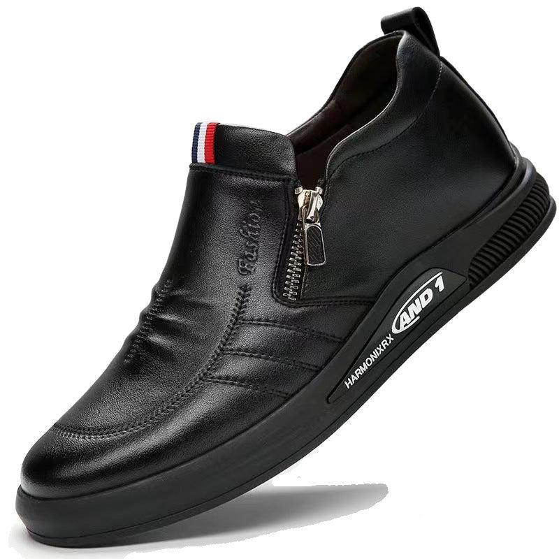 Herren Elegante und komfortable Leder-Slipper mit Reißverschluss R&B