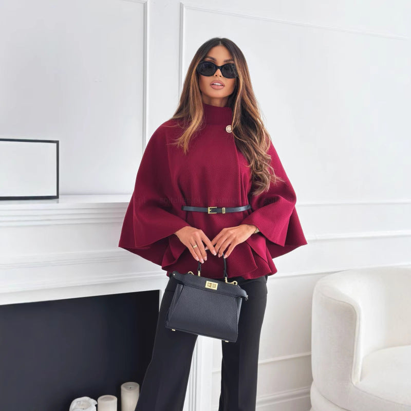 Damen modische Umhängejacke mit stylischem Gürteldetail R&B
