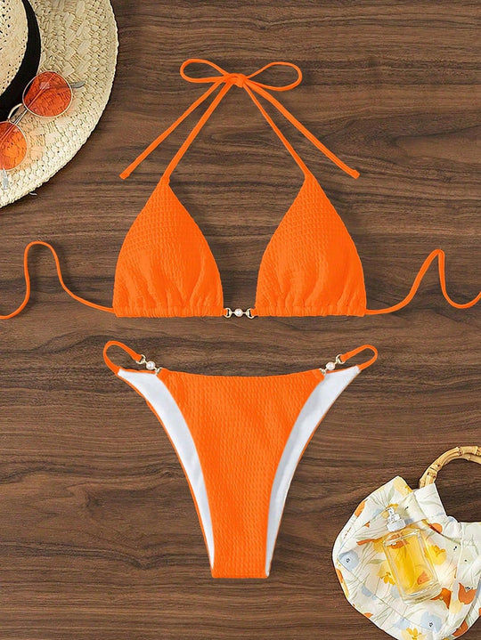Damen Triangel-Bikini mit modischen Schnürdetails und eleganten Akzenten R&B