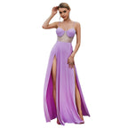 Damen Glamouröses Abendkleid mit transparenten Einsätzen und hohem Schlitz R&B