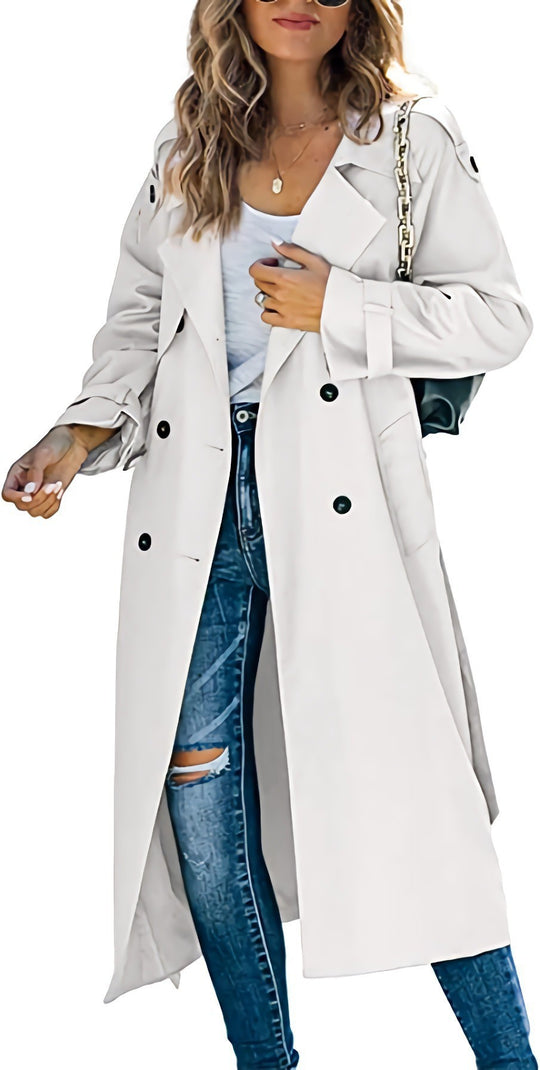 Damen Eleganter Trenchcoat im Oversize-Stil mit Taillengürtel R&B