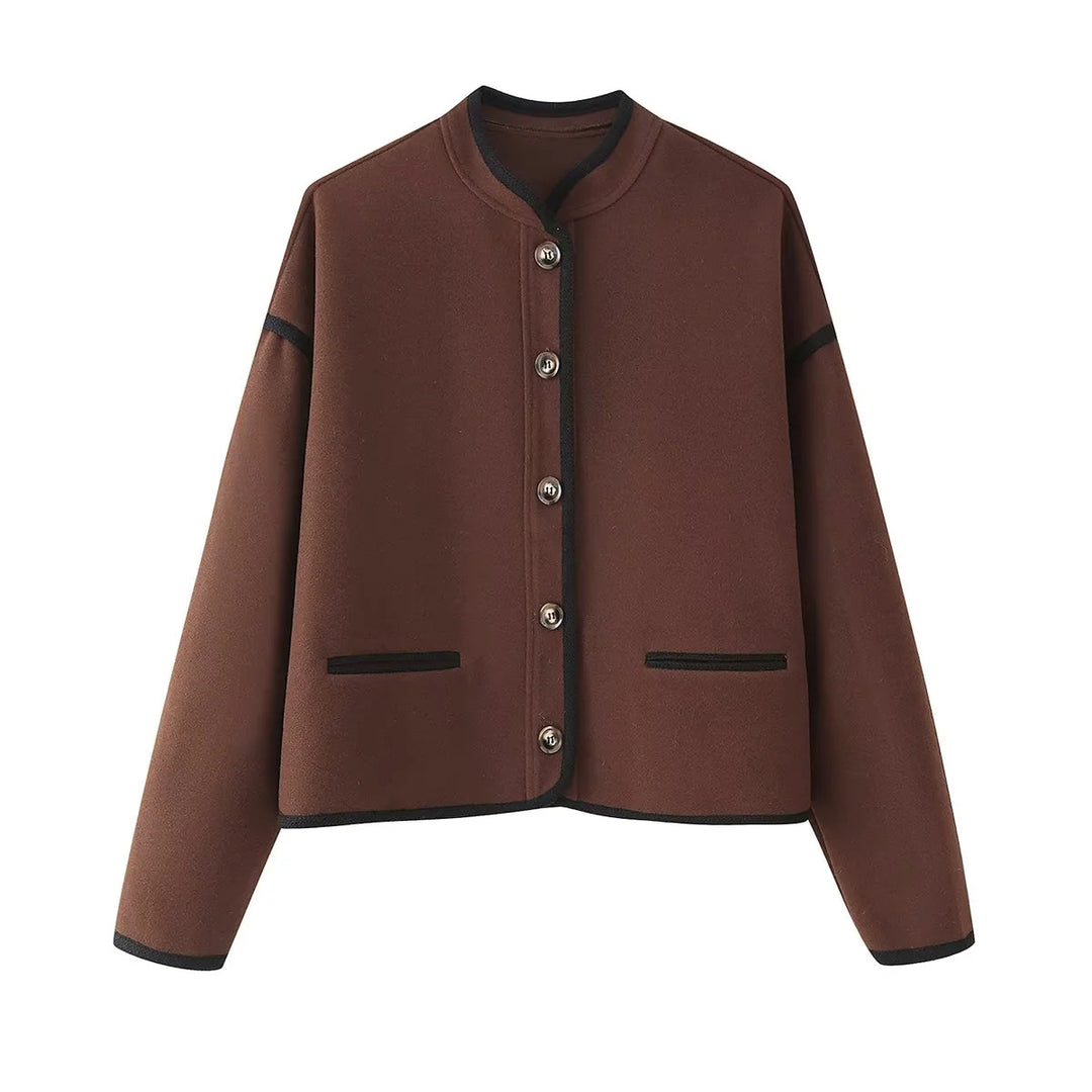 Damen elegante Übergangsjacke mit kontrastierenden Kanten R&B