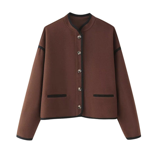 Damen elegante Übergangsjacke mit kontrastierenden Kanten R&B