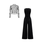 Damen elegante Spitzenbluse mit schmalem Schnitt und weitem Hosenanzug R&B