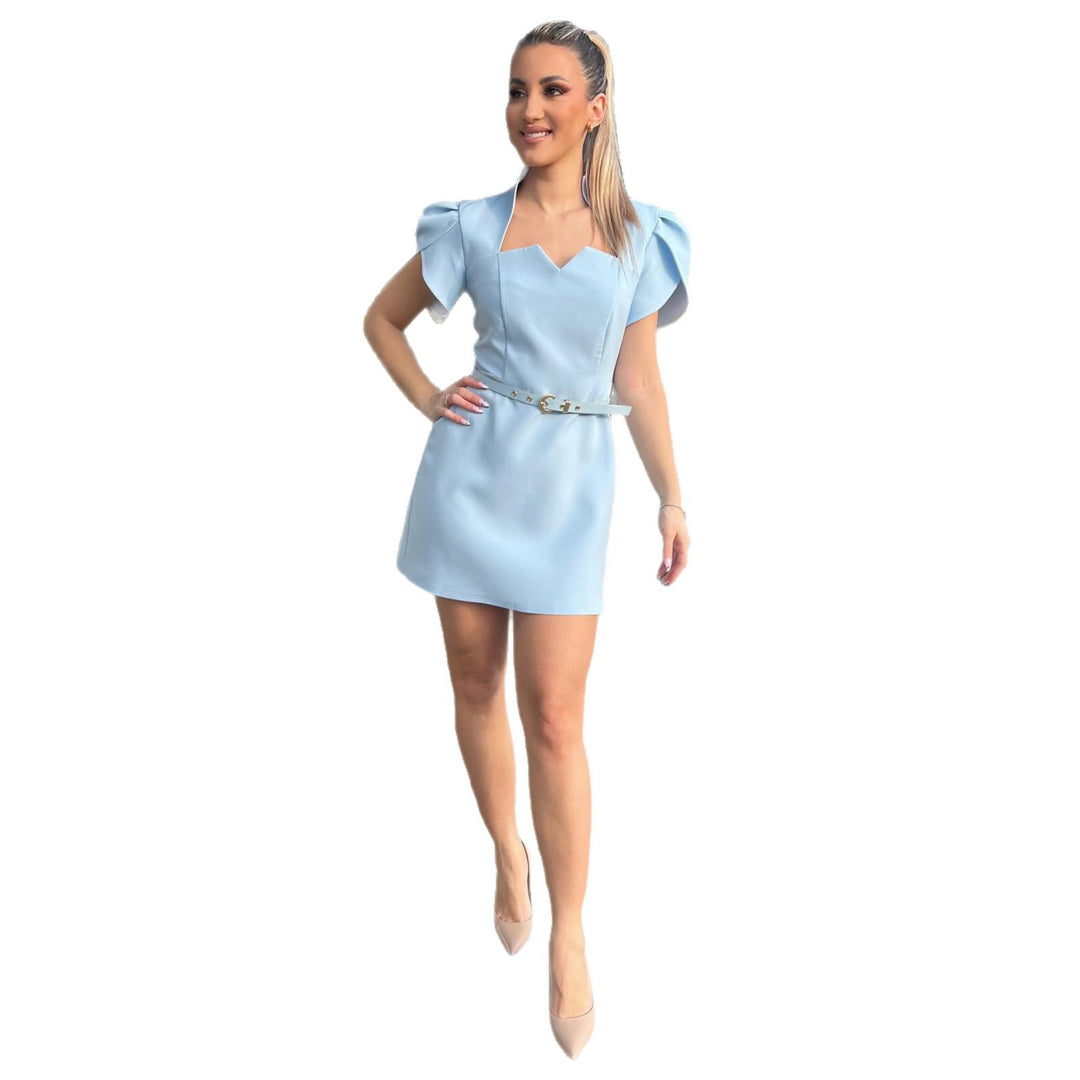 Damen Minikleid mit elegantem Herz-Ausschnitt und voluminösen Puffärmeln R&B