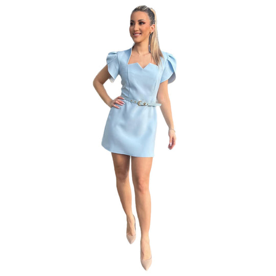 Damen Minikleid mit elegantem Herz-Ausschnitt und voluminösen Puffärmeln R&B