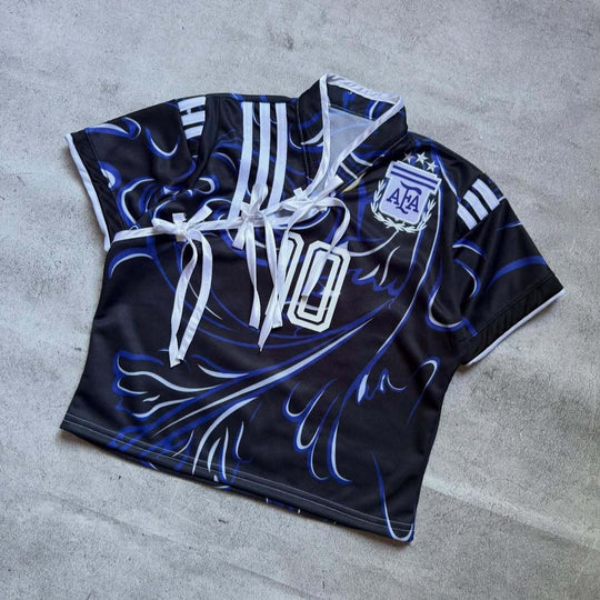 Damen Sportliches cropped Fußballtrikot R&B