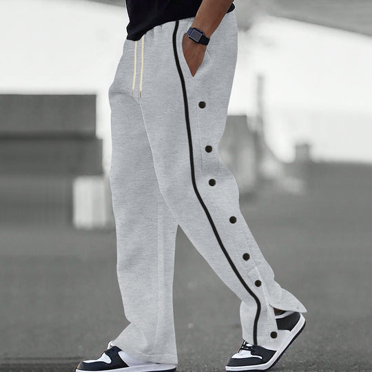 Herren Sportliche Lockere Jogginghose mit Druckknöpfen R&B