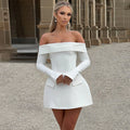 Damen Offshoulder Mini-Kleid mit eleganten Ärmeln und praktischen Taschen R&B