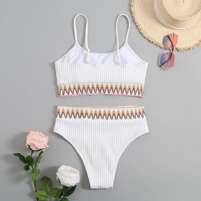 Damen integriertes Bikiniset mit geometrischem Muster R&B