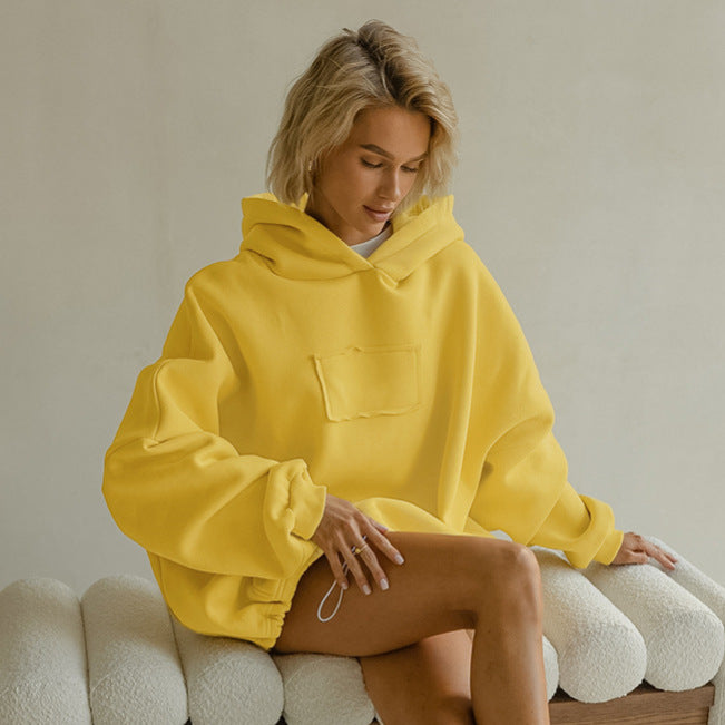 Damen Oversized Hoodie mit Kängurutasche und Kapuze R&B