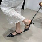 Damen Slingback Pumps mit eleganter Schleifenapplikation und modischem Punktedesign EB