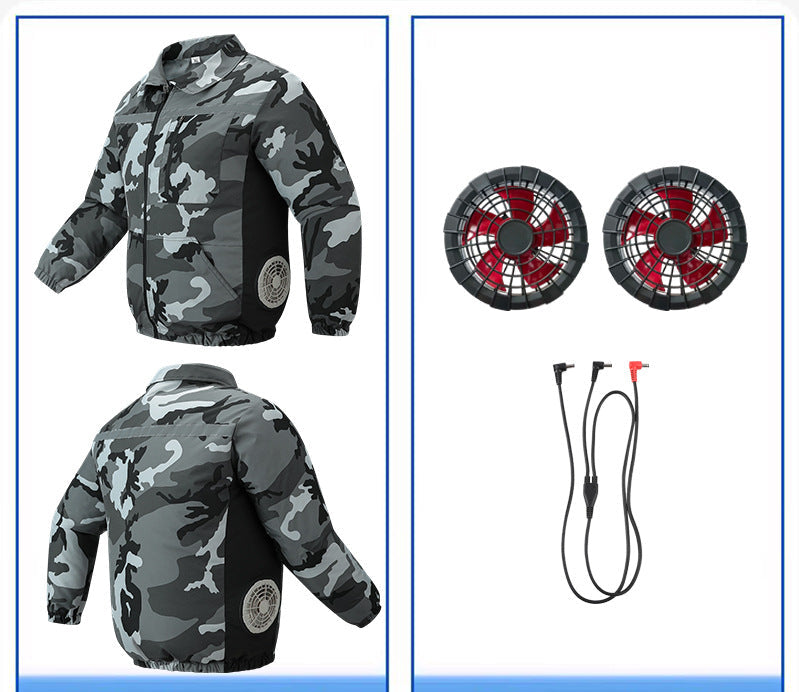 Unisex nan ventilated work cooling jacket with side vent inserts, removable battery compartment and reflective inserts R&B