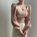 Damen Cropped Pullover mit voluminösen Ärmeln und Rippstruktur R&B