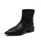 Damen elegante Stiefeletten mit modernem Blockabsatz und spitz zulaufender Schuhform R&B
