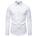 Herren elegantes Langarmhemd mit kreativen Stickdetails R&B