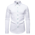 Herren elegantes Langarmhemd mit kreativen Stickdetails R&B