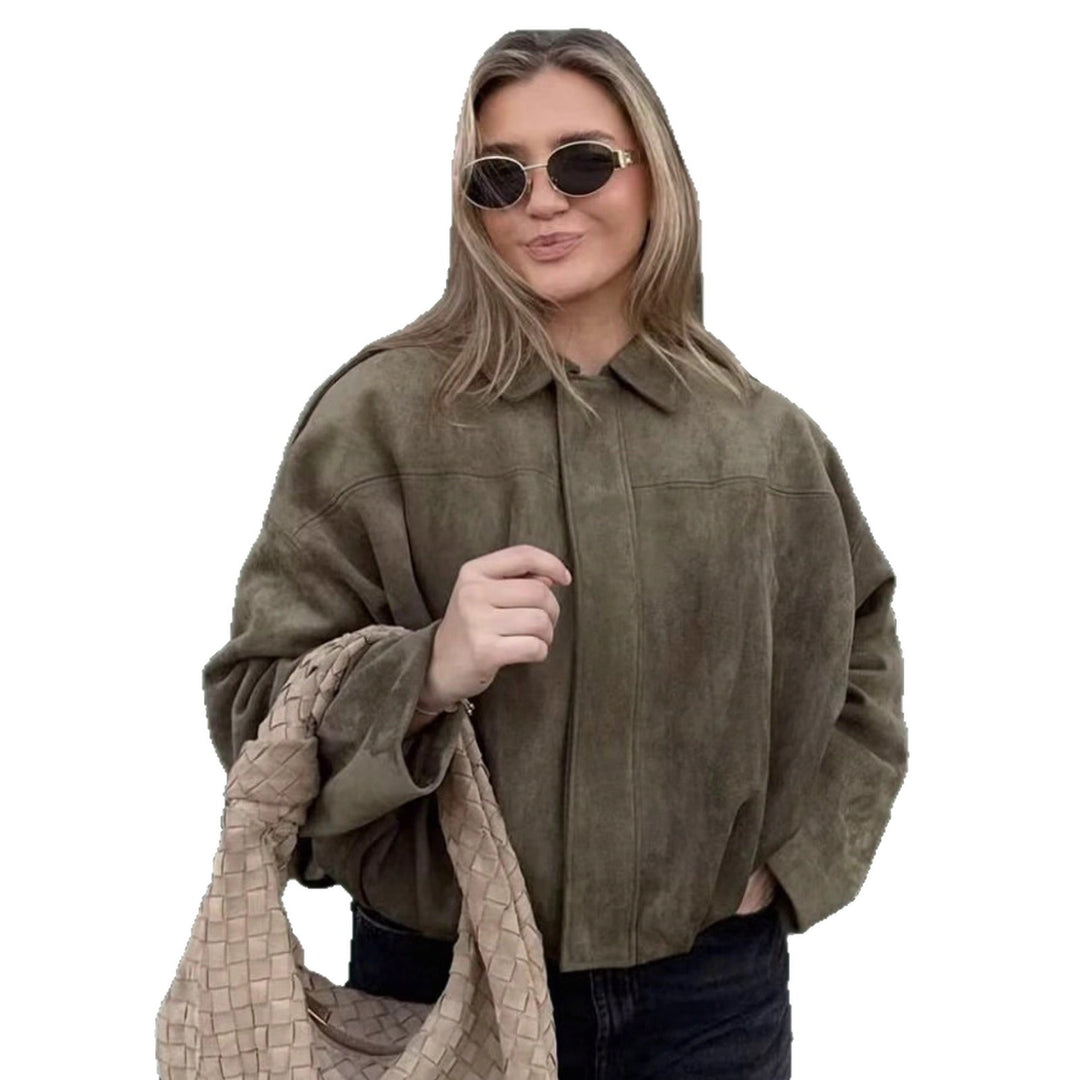 Damen nan weite Kurzjacke mit Ballonbund, verdecktem Verschluss und Schulterklappen R&B