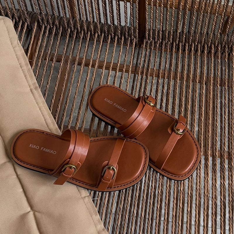 Damen elegante Komfort-Pantoletten mit verstellbarem Riemen und ergonomischer Sohle R&B