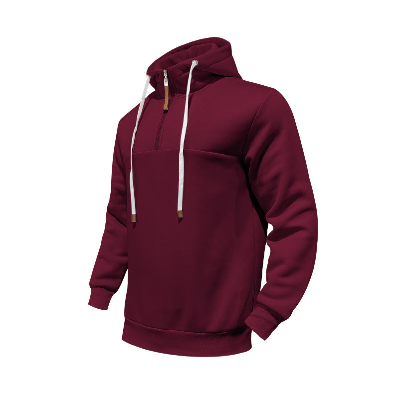 Herren Sportlicher Kapuzenpullover mit halbem Reißverschluss und Kordelzug R&B