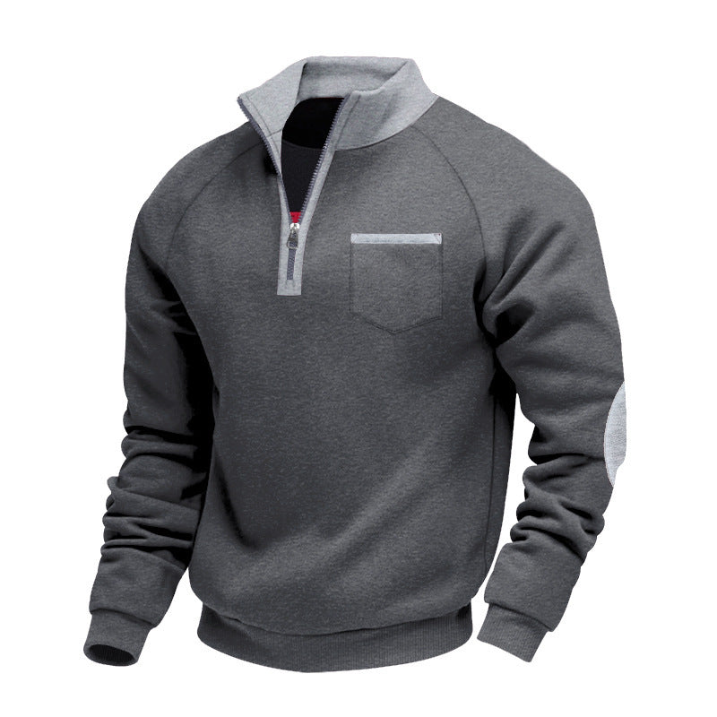 Herren Sweatshirt mit Stehkragen und praktischen Taschen R&B