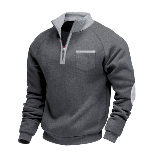 Herren Sweatshirt mit Stehkragen und praktischen Taschen R&B