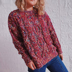 Damen grob gestrickter Pullover mit bunten Akzenten und lässigem Schnitt R&B