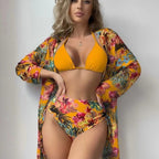 Damen Hochtaillierte Bikini-Set mit floralem Design R&B