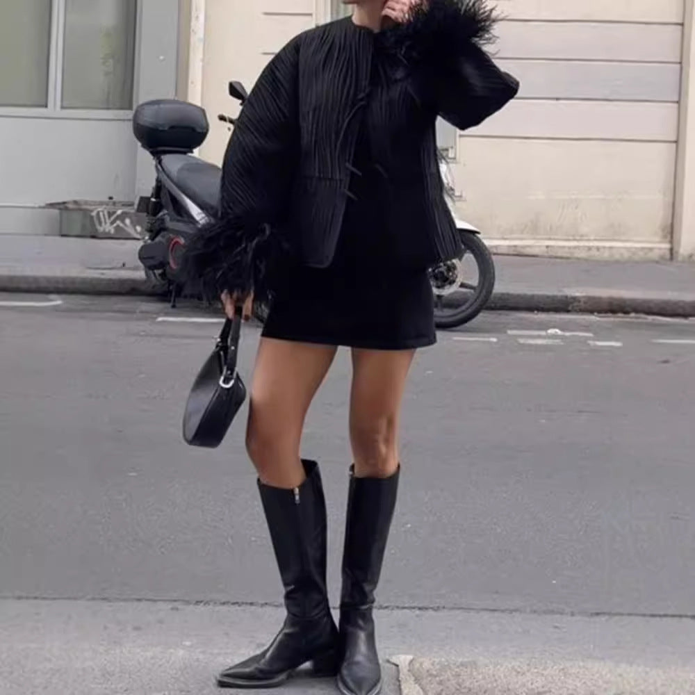 Damen Jacke mit Volantdetails und plissierter Struktur R&B