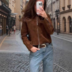 Damen elegante Wildlederjacke R&B
