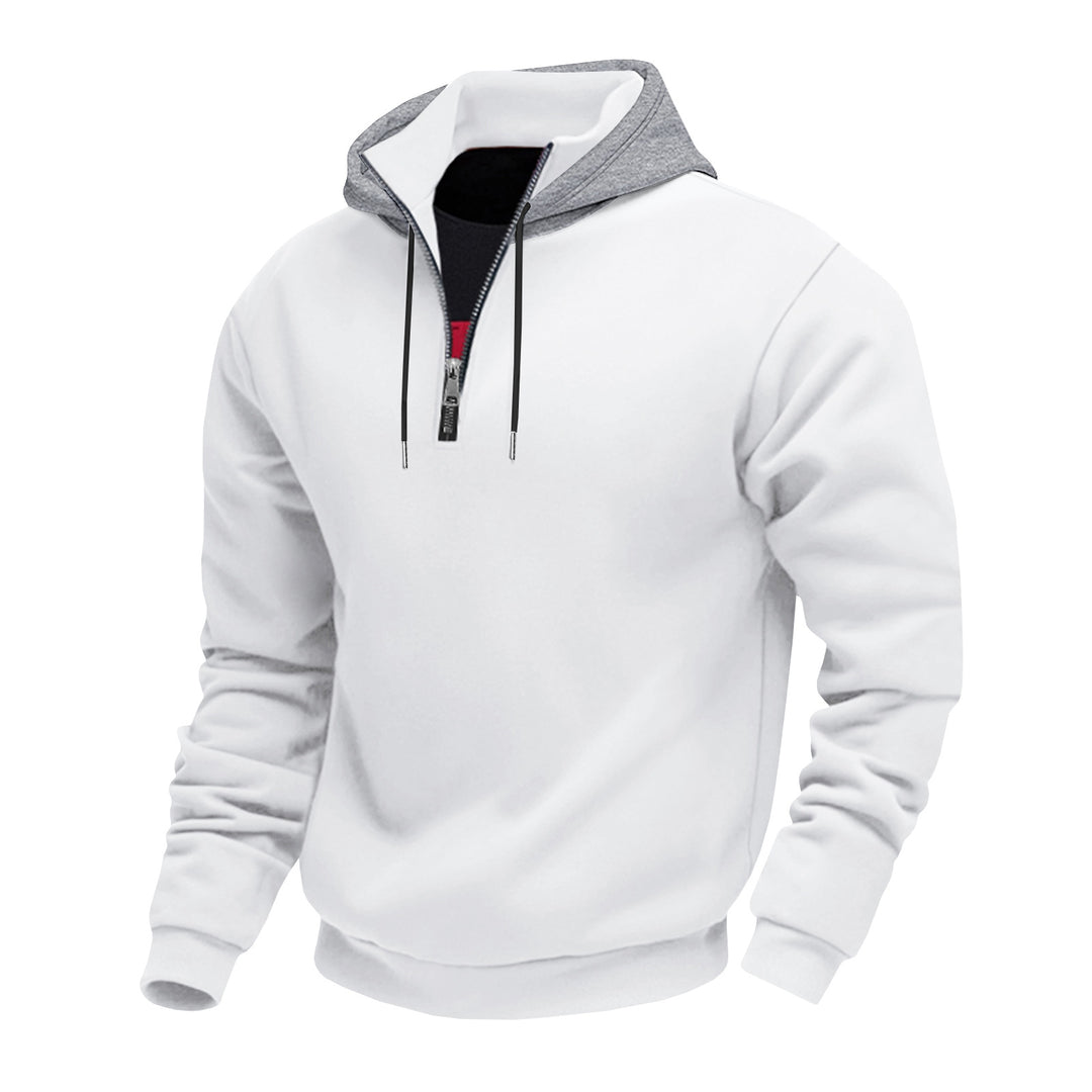 Herren Kapuzenpullover mit halbem Reißverschluss und kontrastierendem Innenfutter R&B